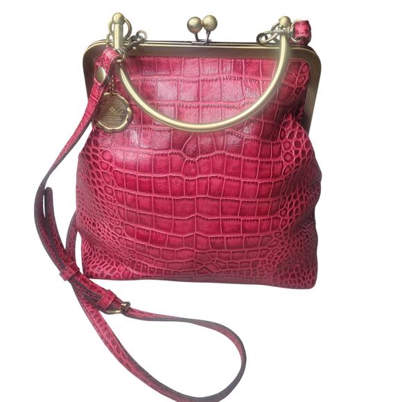 Patricia Nash 10th Anniversary Novella Kiss Clasp Pink Croc Crossbody Handbag - Picture 1 of 16